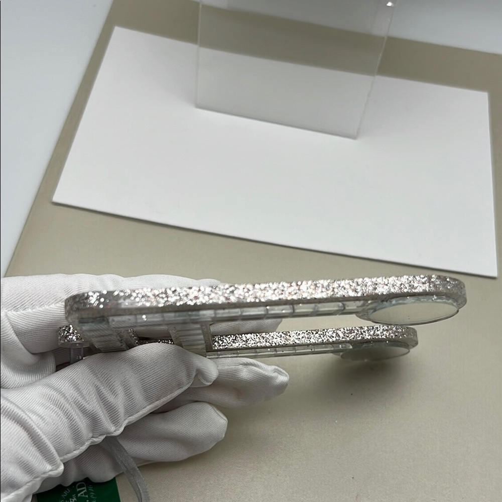 Silver / Glitter / Mirrors Music Note Ornament 4.5” H x 4.5” W x .25” D - Picture 5 of 15